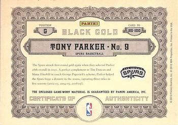 2011-12 Panini Gold Standard - Black Gold Threads #BG-100 Tony Parker Back