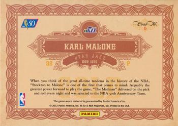 2011-12 Panini Gold Standard - Golden 50 Materials #5 Karl Malone Back