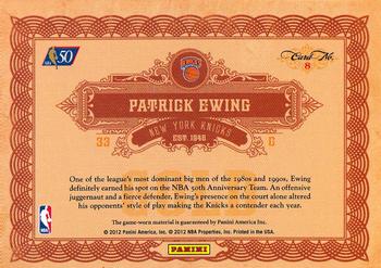 2011-12 Panini Gold Standard - Golden 50 Materials #8 Patrick Ewing Back