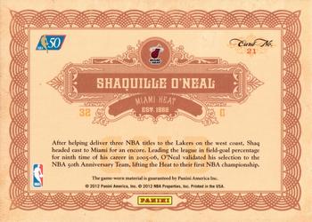 2011-12 Panini Gold Standard - Golden 50 Materials #21 Shaquille O'Neal Back