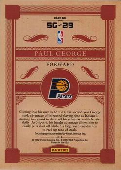 2011-12 Panini Gold Standard - Signs of Gold #SG-29 Paul George Back