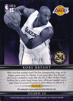 2011-12 Panini Limited - Masterful Marks Signatures #35 Kobe Bryant Back