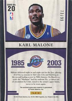 2011-12 Panini Limited - Retired Numbers Materials #20 Karl Malone Back