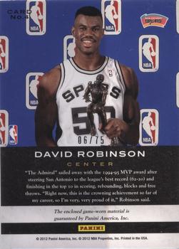2011-12 Panini Limited - Trophy Case Materials #4 David Robinson Back