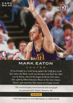 2011-12 Panini Limited - Trophy Case Materials Signatures #45 Mark Eaton Back