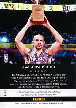 2011-12 Panini Limited - Trophy Case Materials Signatures Prime #11 Jason Kidd Back