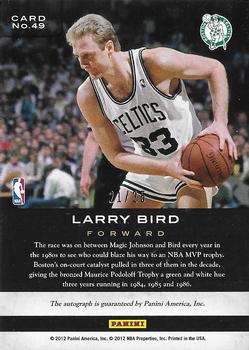 2011-12 Panini Limited - Trophy Case Signatures #49 Larry Bird Back