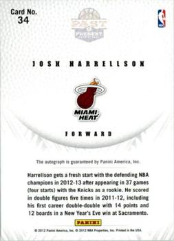 2011-12 Panini Past & Present - 2011 Draft Pick Redemptions Autographs #34 Josh Harrellson Back