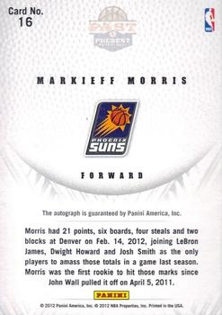 2011-12 Panini Past & Present - 2011 Draft Pick Redemptions Autographs #16 Markieff Morris Back