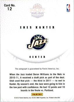 2011-12 Panini Past & Present - 2011 Draft Pick Redemptions Autographs #12 Enes Kanter Back