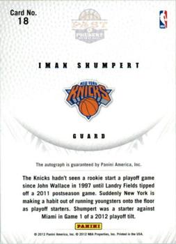 2011-12 Panini Past & Present - 2011 Draft Pick Redemptions Autographs #18 Iman Shumpert Back