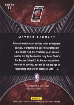 2011-12 Panini Past & Present - 2012 Draft Pick Redemptions #11 Meyers Leonard Back