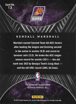 2011-12 Panini Past & Present - 2012 Draft Pick Redemptions #13 Kendall Marshall Back