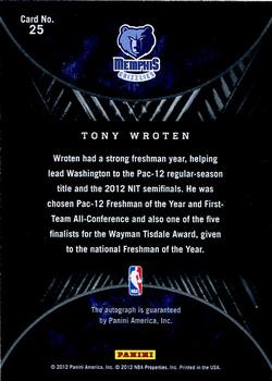 2011-12 Panini Past & Present - 2012 Draft Pick Redemptions #25 Tony Wroten Jr. Back