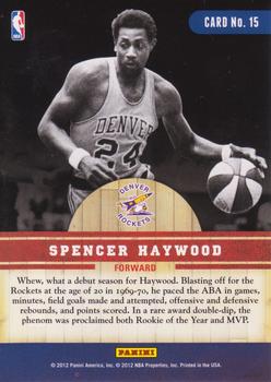 2011-12 Panini Past & Present - Changing Times #15 Spencer Haywood Back