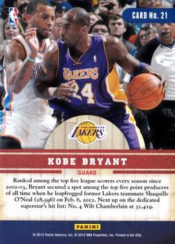 2011-12 Panini Past & Present - Changing Times #21 Kobe Bryant Back