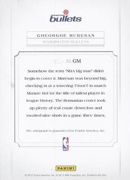 2011-12 Panini Past & Present - Elusive Ink Autographs #GM Gheorghe Muresan Back