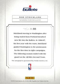 2011-12 Panini Past & Present - Elusive Ink Autographs #RS Rod Strickland Back