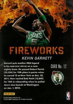 2011-12 Panini Past & Present - Fireworks #12 Kevin Garnett Back
