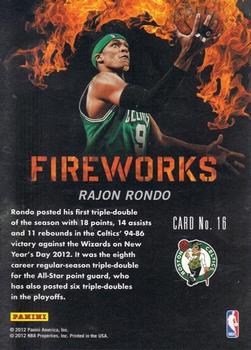 2011-12 Panini Past & Present - Fireworks #16 Rajon Rondo Back