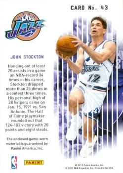 2011-12 Panini Past & Present - Gamers Jerseys #43 John Stockton Back