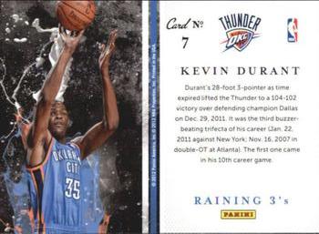 2011-12 Panini Past & Present - Raining 3's #7 Kevin Durant Back