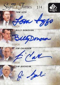 2011-12 SP Authentic - Sign of the Times Quad #S4-IDCB Tom Izzo / Billy Donovan / Jim Boeheim / Jim Calhoun Front