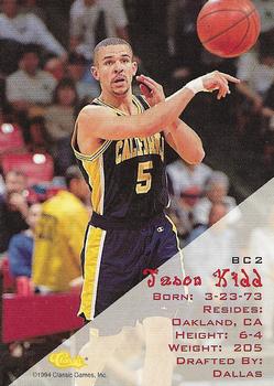1994 Classic Draft - Bonus Cards #BC2 Jason Kidd Back