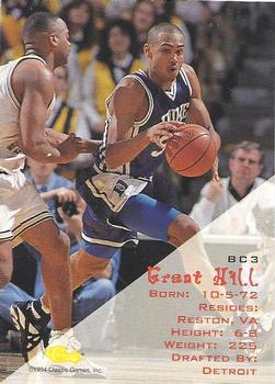 1994 Classic Draft - Bonus Cards #BC3 Grant Hill Back