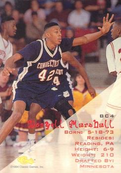 1994 Classic Draft - Bonus Cards #BC4 Donyell Marshall Back