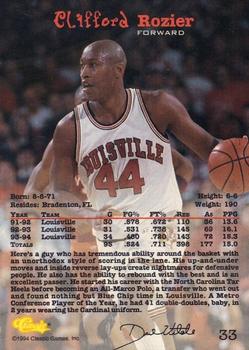 1994 Classic Draft - Gold #33 Clifford Rozier Back