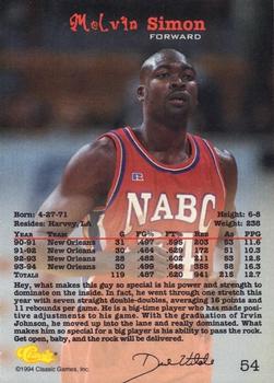 1994 Classic Draft - Gold #54 Melvin Simon Back