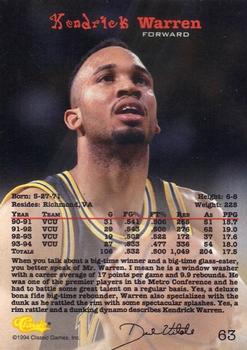 1994 Classic Draft - Gold #63 Kendrick Warren Back