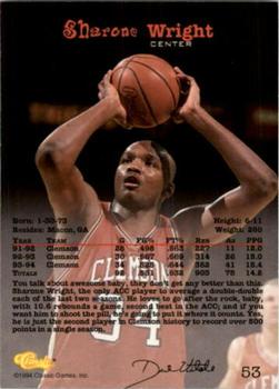 1994 Classic Draft - Printer's Proofs #53 Sharone Wright Back