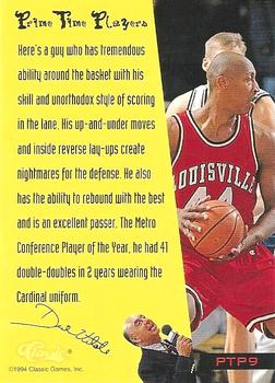 1994 Classic Draft - Vitale's PTPers #PTP9 Clifford Rozier Back
