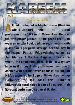1994 Ted Williams - Kareem Abdul-Jabbar #KAJ3 Kareem Abdul-Jabbar Back