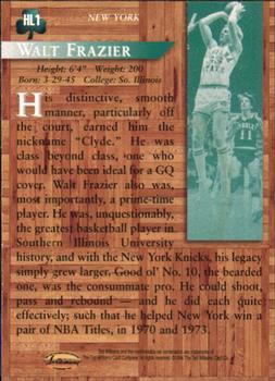 1994 Ted Williams - Larry's Hardwood Legends #HL1 Walt Frazier Back