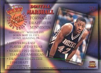 1994 Pacific Prisms #30 Donyell Marshall Back