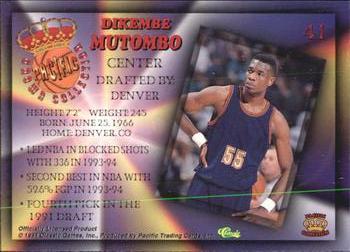 1994 Pacific Prisms #41 Dikembe Mutombo Back