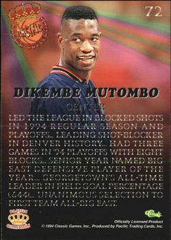 1994 Pacific Prisms #72 Dikembe Mutombo Back