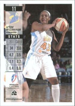 2012 Rittenhouse WNBA #11 Le'coe Willingham Back