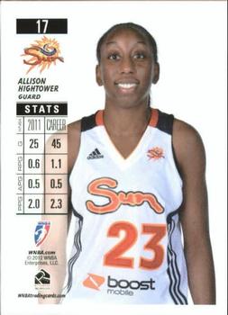 2012 Rittenhouse WNBA #17 Allison Hightower Back