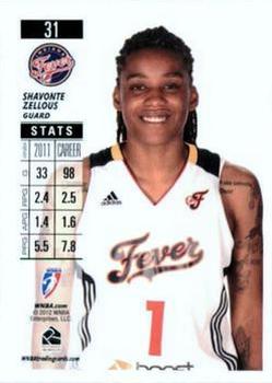 2012 Rittenhouse WNBA #31 Shavonte Zellous Back