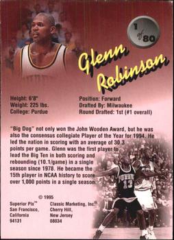 1995 Classic Superior Pix #1 Glenn Robinson Back