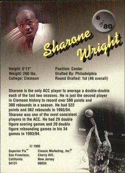 1995 Classic Superior Pix #6 Sharone Wright Back