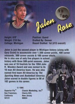 1995 Classic Superior Pix #12 Jalen Rose Back