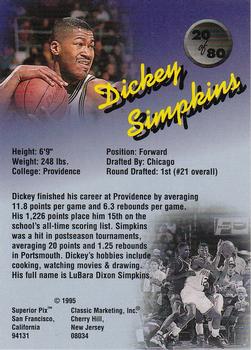 1995 Classic Superior Pix #20 Dickey Simpkins Back