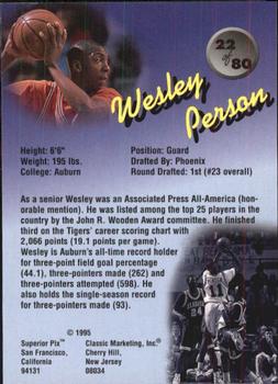 1995 Classic Superior Pix #22 Wesley Person Back