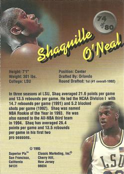 1995 Classic Superior Pix #74 Shaquille O'Neal Back