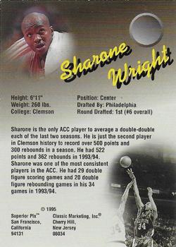 1995 Classic Superior Pix - Autographs #NNO Sharone Wright Back